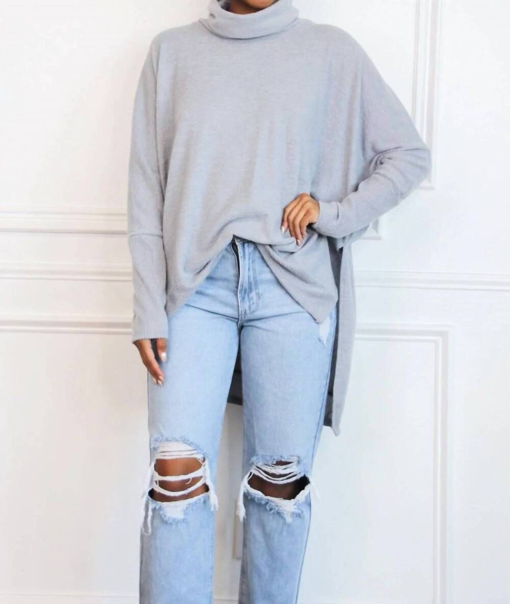 NEW ZENANA cozy chic soft oversized sweater in heather gray